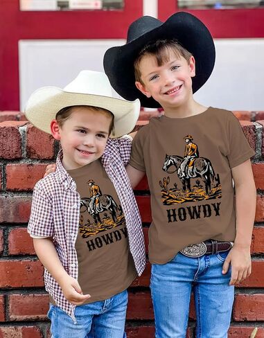 طفل صغير الأولاد ، تي شيرت تي شيرت ، قميص رسومي ، قميص رعاة البقر ، ملابس رعاة البقر الصيفية. in Kuwait