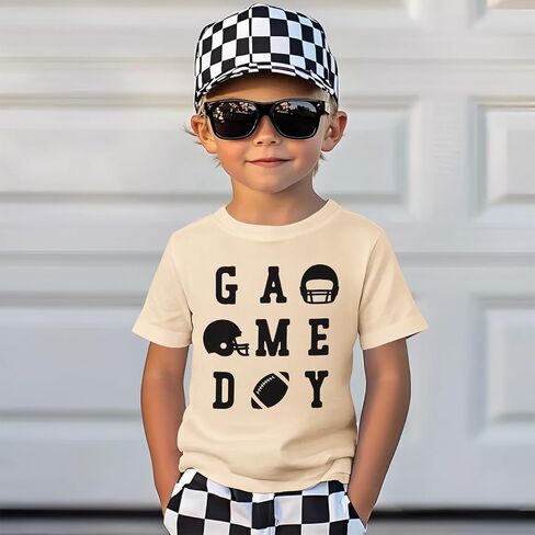 KEKEMI Football Shirts for Toddler Baby Boys Funny Game Day T-Shirt Ballgame Outfit Football Fans Gift Tees Cute Sports Tops in Saudi Arabia