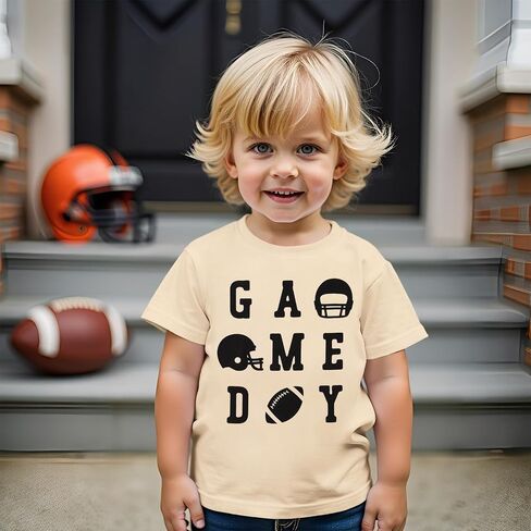 KEKEMI Football Shirts for Toddler Baby Boys Funny Game Day T-Shirt Ballgame Outfit Football Fans Gift Tees Cute Sports Tops in Saudi Arabia