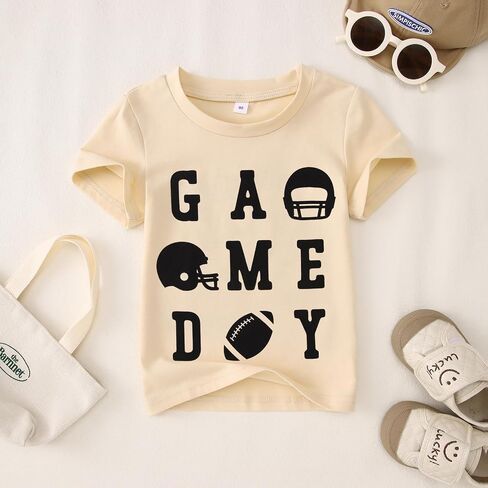 KEKEMI Football Shirts for Toddler Baby Boys Funny Game Day T-Shirt Ballgame Outfit Football Fans Gift Tees Cute Sports Tops in Saudi Arabia