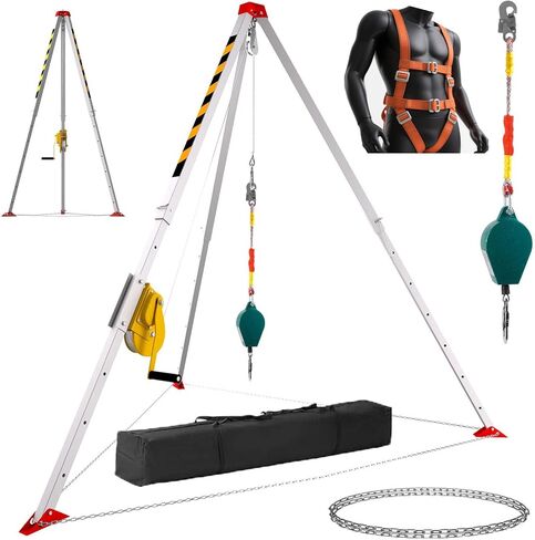 Confined Space Tripod Kit, 1800 lbs Winch, Confined Space Tripod with 7' Legs Bracket and 98' Cable, Confined Space Rescue Tripod for Fall Protection and Rescue Operations, Includes Storage Bag in Saudi Arabia