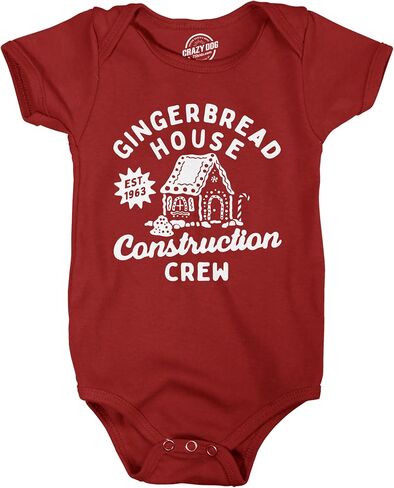 Crazy Dog T-Shirts Gingerbread House Construction Crew Baby Bodysuit Funny Sarcastic Christmas Jumper For Infants in Saudi Arabia