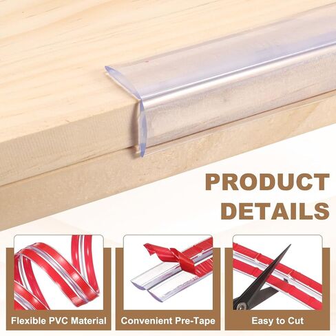 uxcell Edge Protector, 9.8ft (3Meter) x 0.6" (15MM) Clear Furniture Corner Guard PVC Strong Adhesive Proofing Edge Safety Bumpers with 4 Corners Guards for Table Cabinets in Saudi Arabia