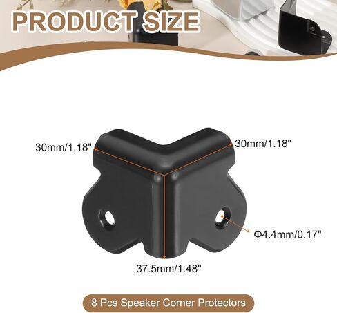 uxcell 8Pcs 1.48" x 1.18" Speaker Corner Protectors, Plastic Box Corner Edge Guard for Speaker, Guitar, Stage, Cabinets, Accessories Replacement, Black in Saudi Arabia