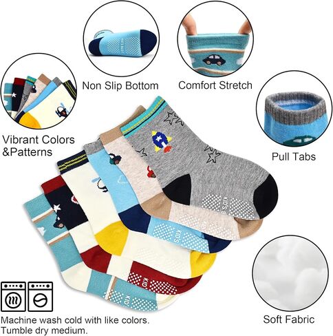 جوارب ELUTONG للأطفال الصغار غير قابلة للانزلاق جوارب قابضة للأطفال الصغار والأولاد والأطفال والرضع، 1-7T in Kuwait