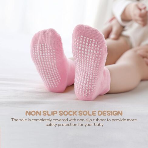 Non Slip Grip Ankle Baby Socks 12 Pack for Toddler Boys and Girls Kids Infant Baby Cute Cotton Socks in Saudi Arabia