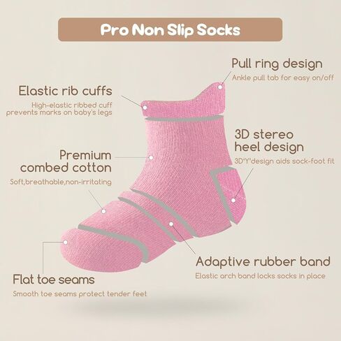 Non Slip Grip Ankle Baby Socks 12 Pack for Toddler Boys and Girls Kids Infant Baby Cute Cotton Socks in Saudi Arabia