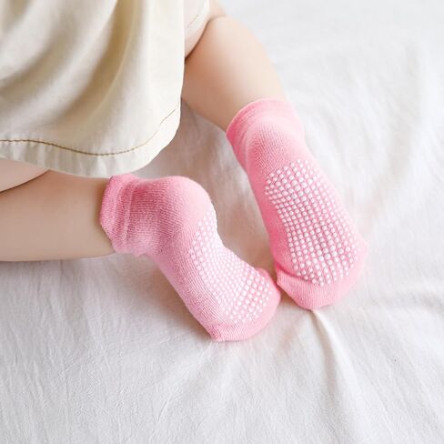 Non Slip Grip Ankle Baby Socks 12 Pack for Toddler Boys and Girls Kids Infant Baby Cute Cotton Socks in Saudi Arabia