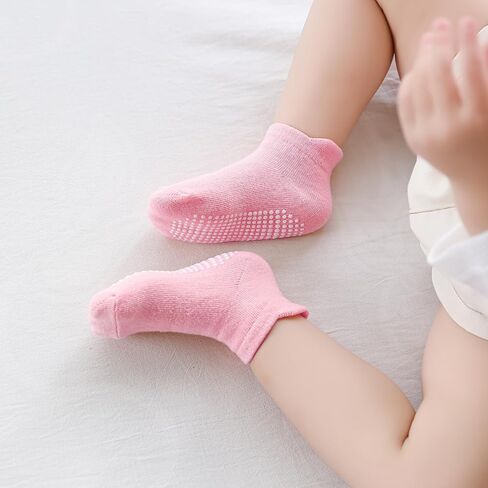 Non Slip Grip Ankle Baby Socks 12 Pack for Toddler Boys and Girls Kids Infant Baby Cute Cotton Socks in Saudi Arabia