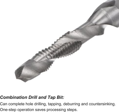 Combination Drill and Tap Bit, 1/4" Hex Shank M5 x 0.8 Metric Uncoated High Speed Steel 4341 Spiral Flute Drilling Tapping Tool in Saudi Arabia