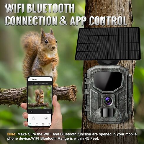 كاميرا Trail Camera 8K 60MP تعمل بالطاقة الشمسية واي فاي مع رؤية ليلية - بطارية مدمجة 7800 مللي أمبير في الساعة، مقاومة للماء IP66، تنشيط الحركة، بطاقة ذاكرة 32 جيجابايت، التحكم في التطبيق in Saudi Arabia