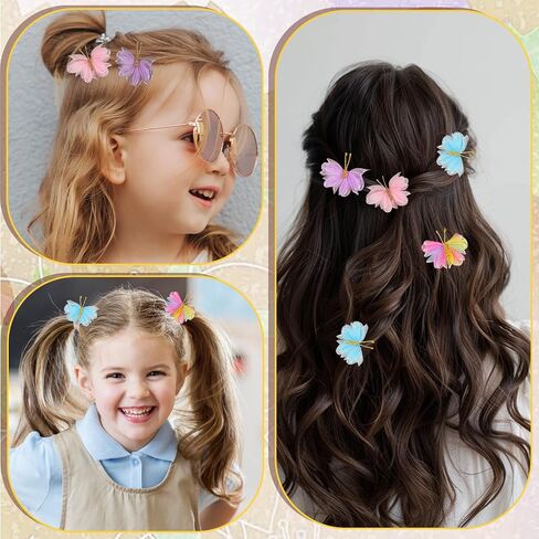 10 Pcs Butterfly Hair Clip, Tulle Mesh Butterfly Babies Hair Accessories, Colorful Clip on Butterflies for Baby, Women Cosplaying Halloween Wedding Birthday Party Decor in Saudi Arabia