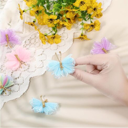 10 Pcs Butterfly Hair Clip, Tulle Mesh Butterfly Babies Hair Accessories, Colorful Clip on Butterflies for Baby, Women Cosplaying Halloween Wedding Birthday Party Decor in Saudi Arabia
