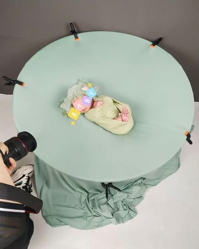 حامل تصوير فوتوغرافي لخلفية حديثي الولادة مصنوع من الفولاذ المقاوم للصدأ للتصوير الفوتوغرافي للرضع مع 6 مشابك لالتقاط الصور في استوديو الطفل ومحطة خلفية كيس القماش للسفر ومجموعة حامل سريعة التجميع in Kuwait