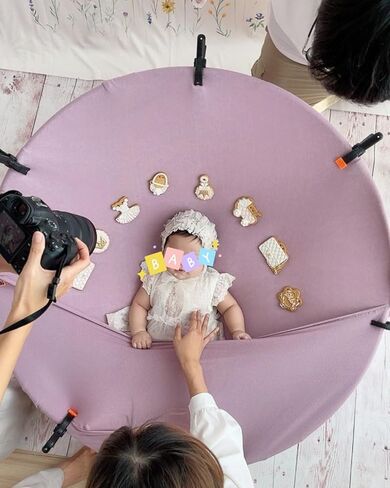 حامل تصوير فوتوغرافي لخلفية حديثي الولادة مصنوع من الفولاذ المقاوم للصدأ للتصوير الفوتوغرافي للرضع مع 6 مشابك لالتقاط الصور في استوديو الطفل ومحطة خلفية كيس القماش للسفر ومجموعة حامل سريعة التجميع in Kuwait