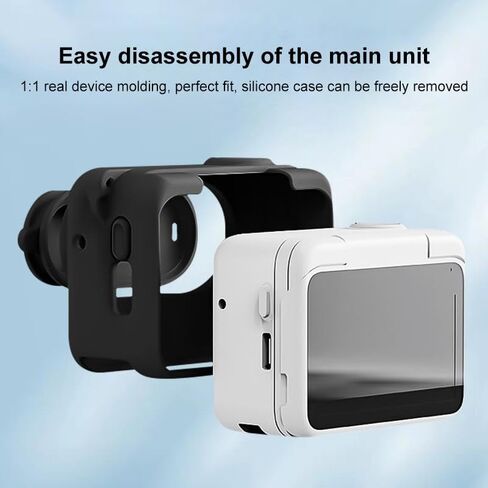 for Insta360 GO 3S PULUZ Camera Charging Box Silicone Cover with Lens Cap & Strap (Black) in Saudi Arabia