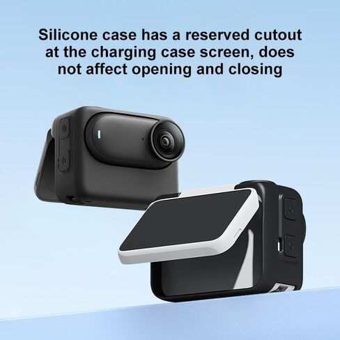for Insta360 GO 3S PULUZ Camera Charging Box Silicone Cover with Lens Cap & Strap (Black) in Saudi Arabia
