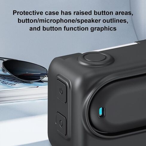 for Insta360 GO 3S PULUZ Camera Charging Box Silicone Cover with Lens Cap & Strap (Black) in Saudi Arabia