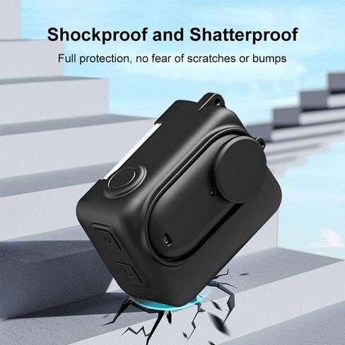 for Insta360 GO 3S PULUZ Camera Charging Box Silicone Cover with Lens Cap & Strap (Black) in Saudi Arabia