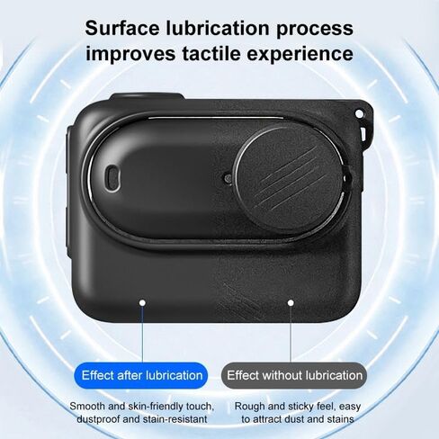 for Insta360 GO 3S PULUZ Camera Charging Box Silicone Cover with Lens Cap & Strap (Black) in Saudi Arabia
