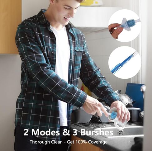 فرشاة تنظيف الزجاجات من السيليكون، مجموعة فرش الزجاجة الأساسية للسفر للأطفال، فرشاة سيليكون 3 في 1، فرشاة الحلمة، فرشاة القش in Kuwait