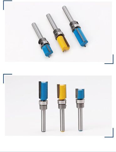 3PCS Router Bits for Woodworking Router Bit Set 1/4 Shank Straight Carbide Alloy Wood-Working Milling Cutter 1/4" Shank Dia Top Bearing Flush Trim Routers Bit Wood-Working Milling Cutter in Saudi Arabia