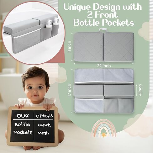 Bornealand® 2" Extra Thick Baby Bath Kneeler and Elbow Rest Pad Set + Hooded Towel - Embroidered Kneeling Pad for Bathing Baby - Dual-Layer Memory Foam Bathtub Kneeler and Elbow Rest Set in Saudi Arabia