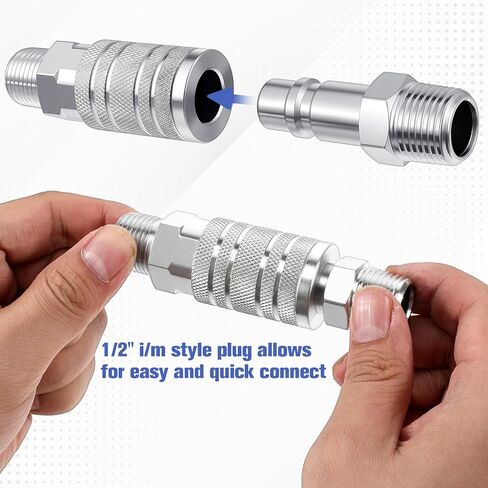 مجموعة تركيبات خرطوم الهواء 1/2 بوصة، قارنة توصيل الهواء الصناعية، 2 قطعة I/M من النوع الصناعي مع 1/2 بوصة MNPT، 3 قطع مقابس مع 1/2 بوصة NPT، تركيبات توصيل سريعة من الفولاذ 300PSI in Kuwait