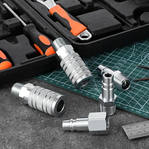 مجموعة تركيبات خرطوم الهواء 1/2 بوصة، قارنة توصيل الهواء الصناعية، 2 قطعة I/M من النوع الصناعي مع 1/2 بوصة MNPT، 3 قطع مقابس مع 1/2 بوصة NPT، تركيبات توصيل سريعة من الفولاذ 300PSI in Kuwait