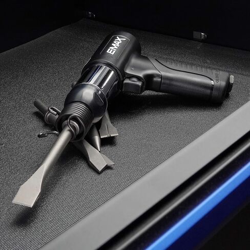 مجموعة مطرقة الهواء EMAX - مجموعة أدوات مطرقة هوائية 2,100 نبضة في الدقيقة مع قبضة TPR مضادة للاهتزاز و4 قطع إزميل متنوعة مقاس 3/4 بوصة × 7 بوصة - EATHM10S1P in Kuwait