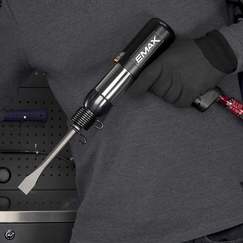 مجموعة مطرقة الهواء EMAX - مجموعة أدوات مطرقة هوائية 2,100 نبضة في الدقيقة مع قبضة TPR مضادة للاهتزاز و4 قطع إزميل متنوعة مقاس 3/4 بوصة × 7 بوصة - EATHM10S1P in Kuwait