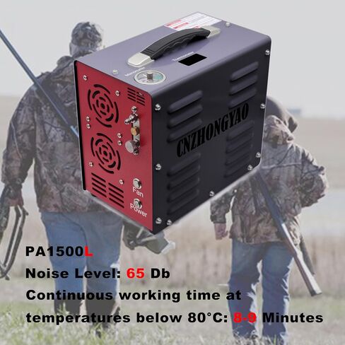 ضاغط هواء محمول PORTAIR 4500PSI HPA، إيقاف تلقائي، خالي من الزيت/الماء، محول طاقة مدمج PCP ضاغط هواء لبندقية الهواء، خزان سكوبا، مدعوم ببطارية السيارة 12 فولت تيار مستمر أو المنزل 110 فولت تيار متردد، 4500 رطل لكل بوصة مربعة/30 ميجاباسكال in Kuwait