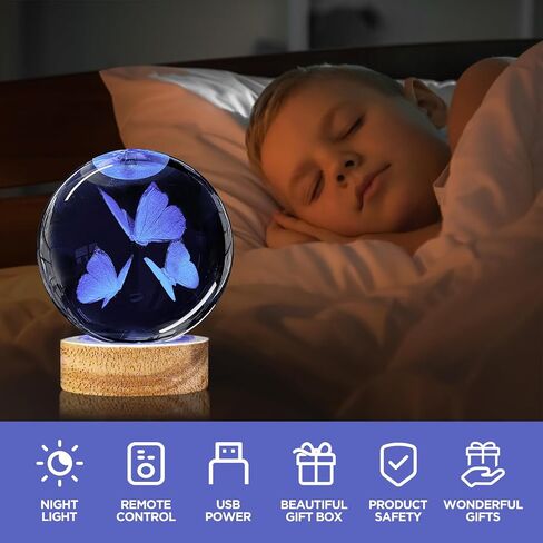3D Axolotl Crystal Ball Night Light with 16 Color LED Wooden Base, Upgraded 3.15 Inch Axolotl Glass Ball Lamp with Remote Control Cool Desk Decor Gifts for Kids Girls Boys Friends Fans in Saudi Arabia