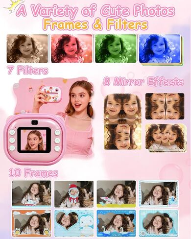 Kids Camera Instant Print,Instant Camera with Silicone Cover,1080P HD Dual-Lens Selfie Digital Cameras with 4 Rolls Paper & 32GB Card,Christmas Birthday Gifts for Toddler Teenagers Age 3-14 in Saudi Arabia