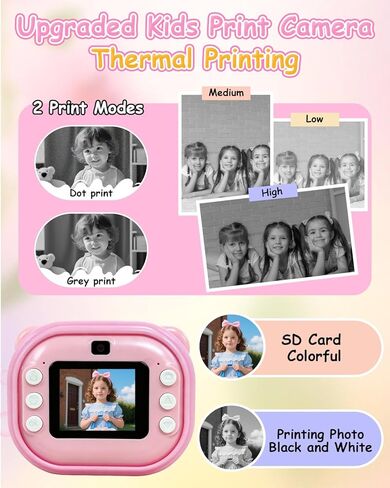 Kids Camera Instant Print,Instant Camera with Silicone Cover,1080P HD Dual-Lens Selfie Digital Cameras with 4 Rolls Paper & 32GB Card,Christmas Birthday Gifts for Toddler Teenagers Age 3-14 in Saudi Arabia