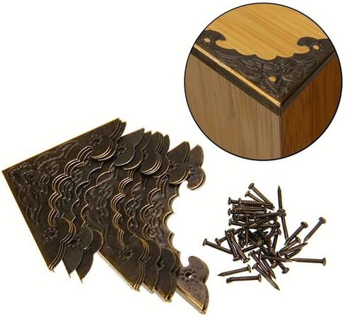 20PCS/lot Antique Corner Metal Corner Jewelry Box Wooden Box Packaging Box Four Sided Edge Binding Right Angle Flower Vintage Hardware Accessories in Saudi Arabia