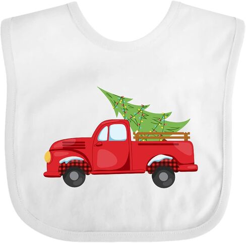 inktastic Christmas Vintage Truck with Christmas Tree Baby Bib in Saudi Arabia