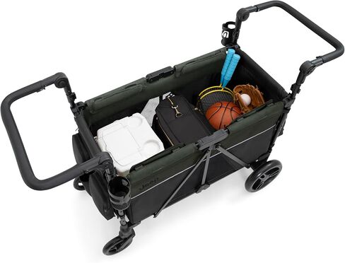 Delta Children - Jeep Aries Stroller Wagon - Premium Wagon for 2 Kids with Convertible Seats, Adjustable Push/Pull Handles, Removable Canopy & Flat Fold - Greenguard Gold Certified, Grey in Saudi Arabia