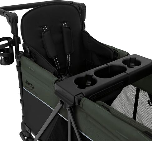 Delta Children - Jeep Aries Stroller Wagon - Premium Wagon for 2 Kids with Convertible Seats, Adjustable Push/Pull Handles, Removable Canopy & Flat Fold - Greenguard Gold Certified, Grey in Saudi Arabia