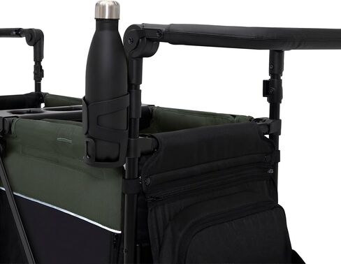 Delta Children - Jeep Aries Stroller Wagon - Premium Wagon for 2 Kids with Convertible Seats, Adjustable Push/Pull Handles, Removable Canopy & Flat Fold - Greenguard Gold Certified, Grey in Saudi Arabia