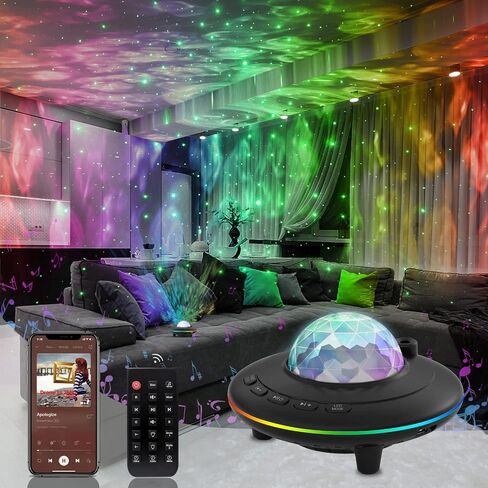 Mycket Star Projector, Galaxy Projector Light, Ocean Wave LED Night Light Lamp, Night Light Projector with Remote 360°Rotating Sleep Soothing Colors Changing Music Bluetooth Speaker Timer for Bedroom in Kuwait