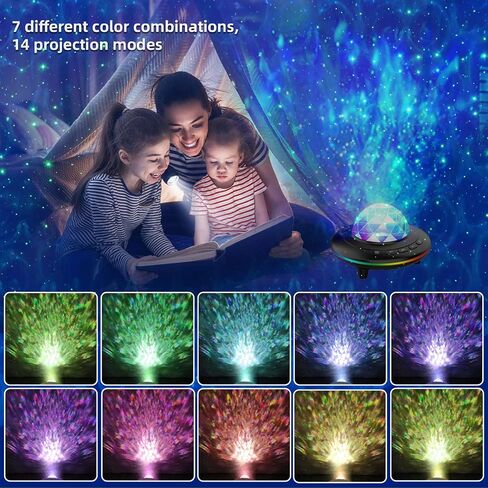 Mycket Star Projector, Galaxy Projector Light, Ocean Wave LED Night Light Lamp, Night Light Projector with Remote 360°Rotating Sleep Soothing Colors Changing Music Bluetooth Speaker Timer for Bedroom in Kuwait