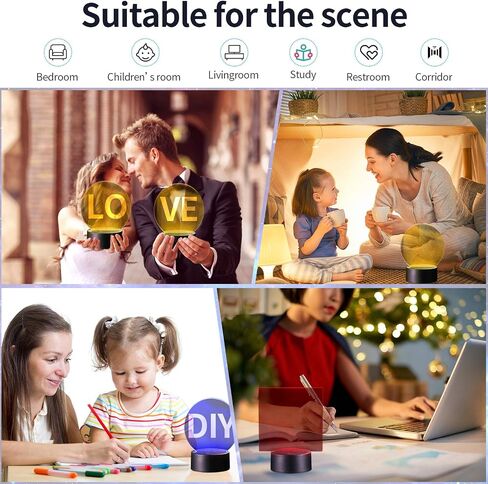 Honoson 4 Pcs 3D Night LED Light Lamp Base with 4 Pcs Clear Acrylic Sheets Remote Control USB Cable Adjustable 16 Colors 4 Modes Base Show Stand for Christmas Room Restaurant Bar Shop(Black Style) in Saudi Arabia