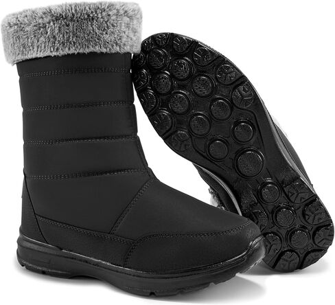 Snow Boots for Women Mid Calf 2025: Winter Warm Fur Lined Shoes Comfortable Waterproof Footwear with Zipper for Outdoor in Saudi Arabia