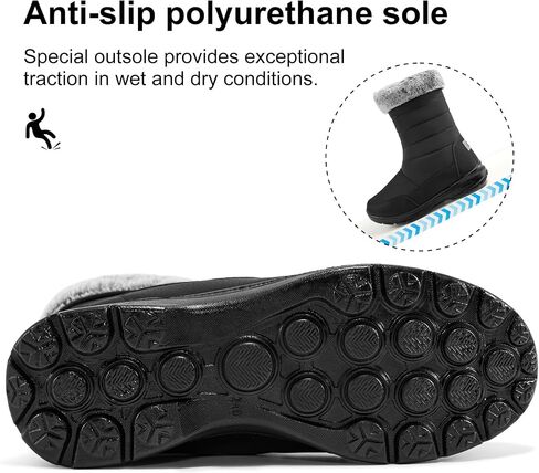 Snow Boots for Women Mid Calf 2025: Winter Warm Fur Lined Shoes Comfortable Waterproof Footwear with Zipper for Outdoor in Saudi Arabia