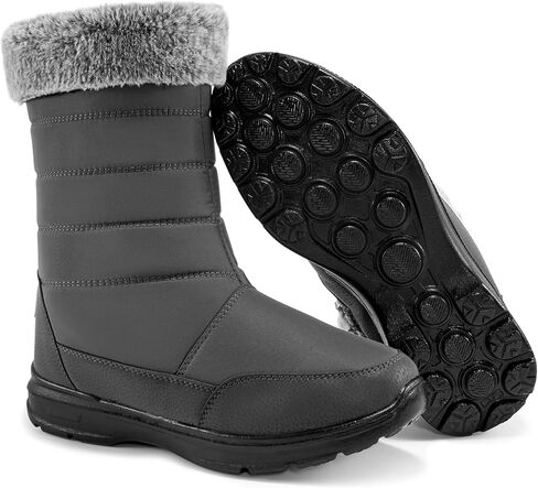 Snow Boots for Women Mid Calf 2025: Winter Warm Fur Lined Shoes Comfortable Waterproof Footwear with Zipper for Outdoor in Saudi Arabia