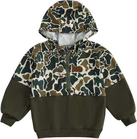 Kids Zip Up Hoodie Toddler Baby Boy Sweatshirt Warm Patchwork Hunting Camo Pullover Top Fall Winter Clothes in Kuwait