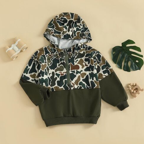 Kids Zip Up Hoodie Toddler Baby Boy Sweatshirt Warm Patchwork Hunting Camo Pullover Top Fall Winter Clothes in Kuwait