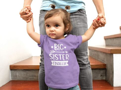 قمصان إعلان الأخوة من Olive Loves Apple Big Sister أخيرًا لملابس الأخوة والرضع والفتيات الصغار in Saudi Arabia