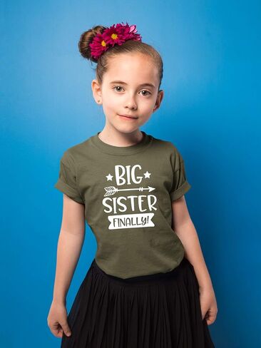 قمصان إعلان الأخوة من Olive Loves Apple Big Sister أخيرًا لملابس الأخوة والرضع والفتيات الصغار in Saudi Arabia